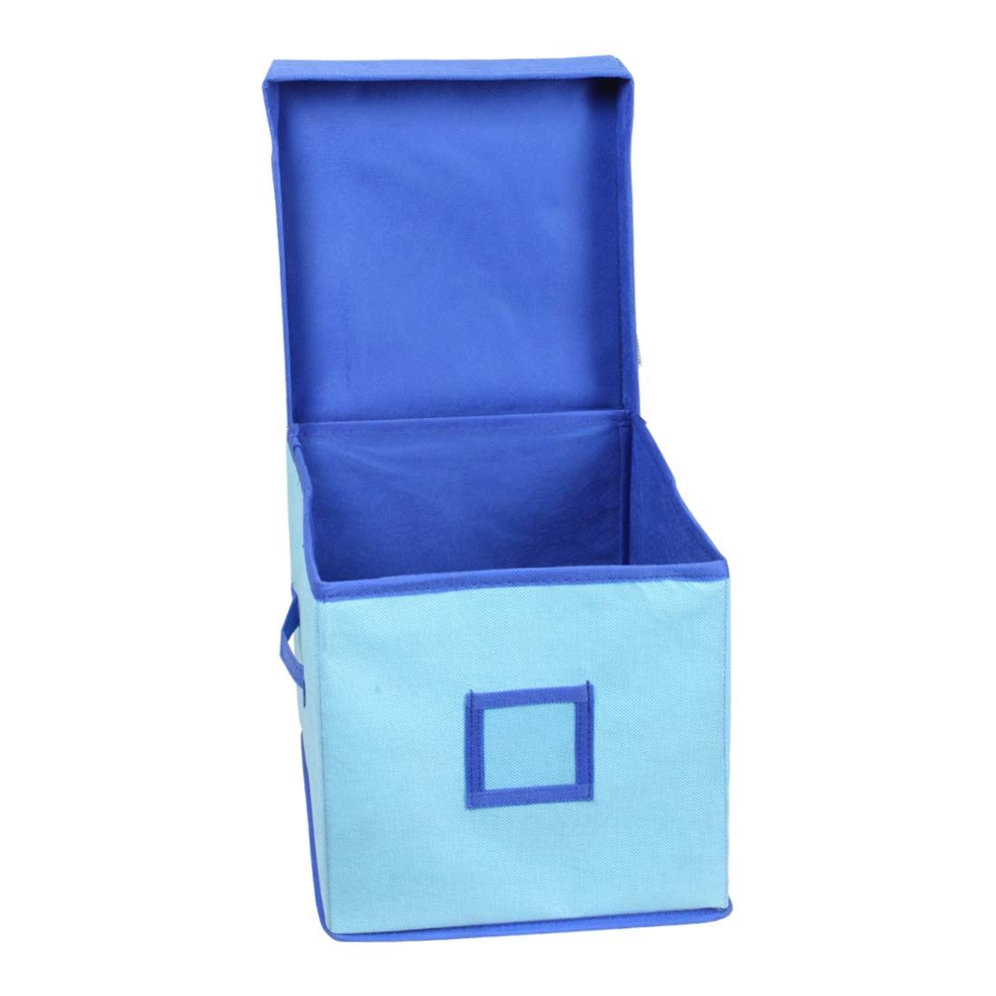 Amazon Brand - Solimo Fabric Storage Box with Lid, Medium, Medical Blue and Royal Blue