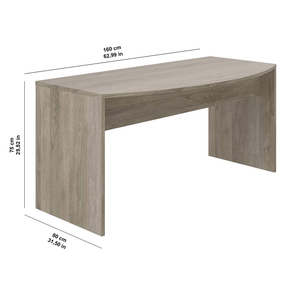 Amazon Brand - Movian Belaya Classic Desk with Curved Top, 80 x 160 x 75cm, Light Brown Oak-Effect