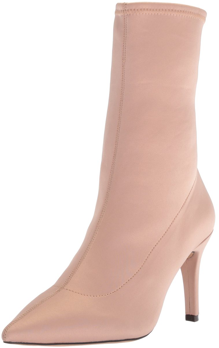 Amazon Brand - The Fix Women's Becca Pointed Toe Sock Boot, Petal Blush Stretch Satin, 8 B US