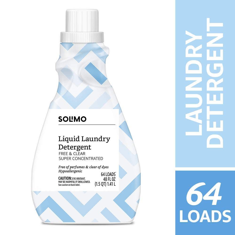 Amazon Brand - Solimo Concentrated Liquid Laundry Detergent, Free & Clear, 64 loads, 48 Fl Oz