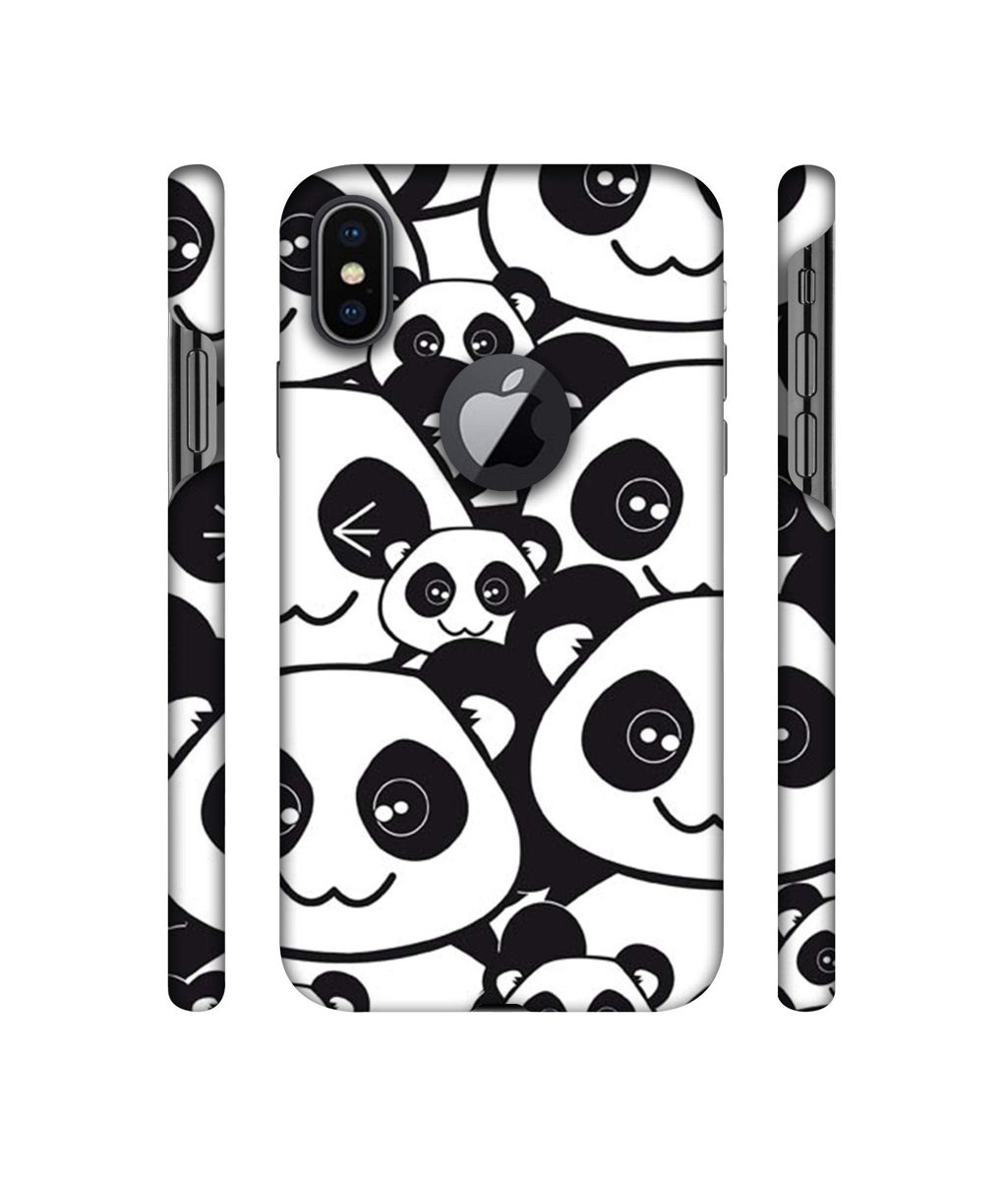 Amazon Brand - Solimo Designer Panda Texture 3D Printed Hard Back Case Mobile Cover for Apple iPhone X (Logo Cut)