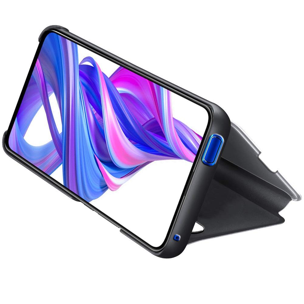 Amazon Brand - Solimo Protective Clear View flip Cover for Honor 9X (Black)