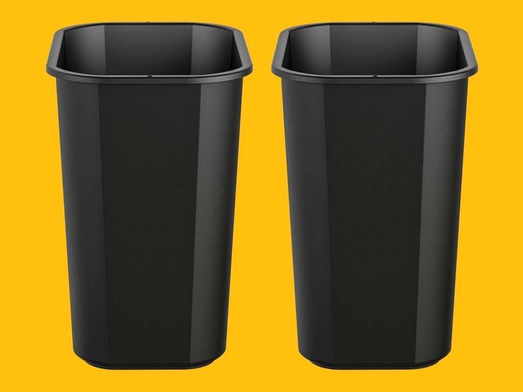 AmazonCommercial 3 Gallon Commercial Waste Basket, Black, 2-Pack (Renewed)