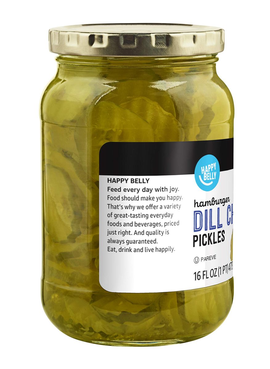Amazon Brand - Happy Belly Hamburger Dill Pickle Chips, 16 Ounce