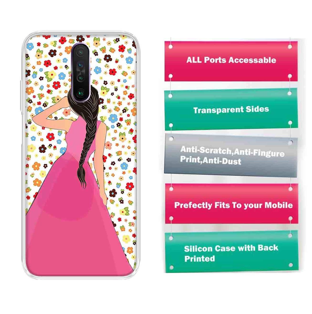 Amazon Brand - Solimo Designer Multicolor Girl Flower Design Printed Soft Back Case Mobile Cover for Poco X2 / Xiaomi Redmi K30