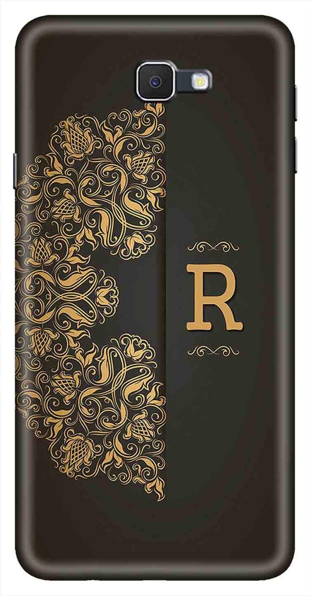 Amazon Brand - Solimo Designer Black Pattern Alphabet-R 3D Printed Hard Back Case Mobile Cover for Samsung Galaxy J7 Prime