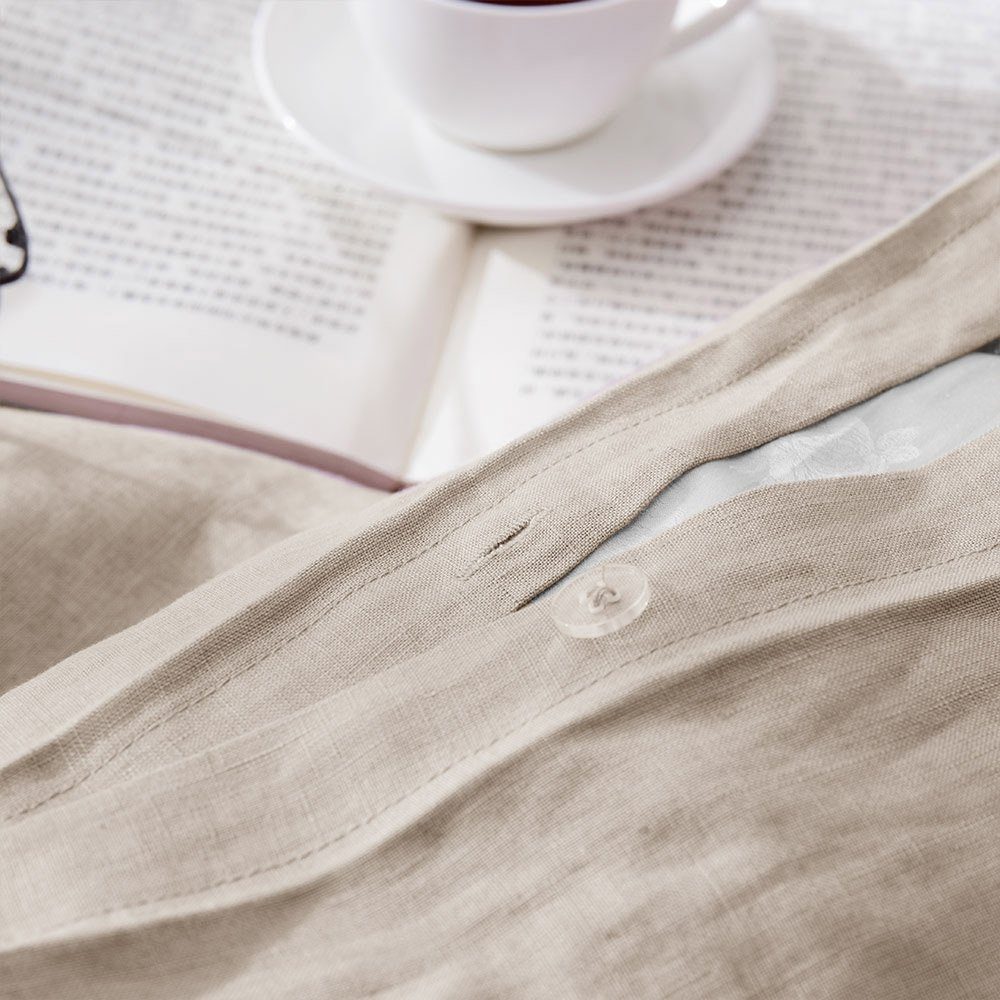 UMI 100% Linen Duvet Cover Set-200x200+2x80x80cm