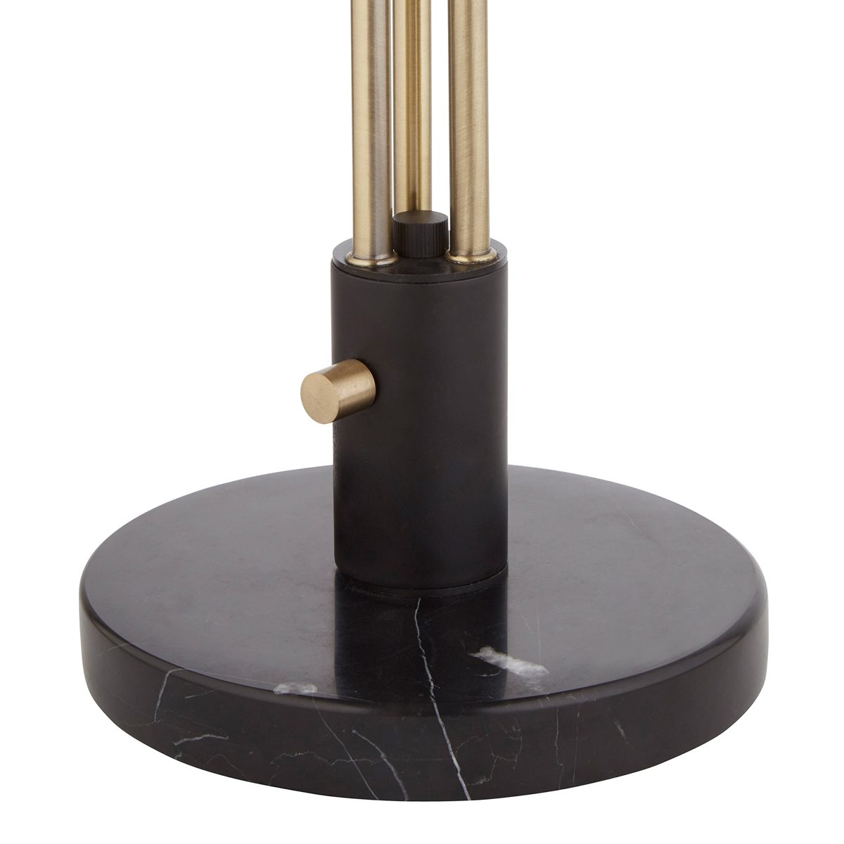 Rivet Theory Edison Bulb 3-Arm Table Lamp, with Bulbs, Black and Brass, 21.5" x 14" x 14"