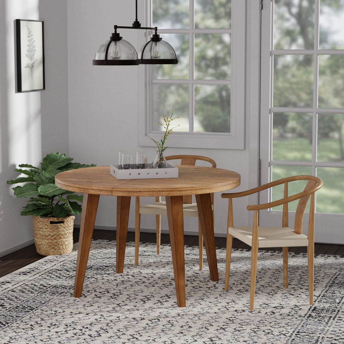 Amazon Brand – Stone & Beam Wishbone and Rattan Dining Chair with Arms, 21.9"W, Brown