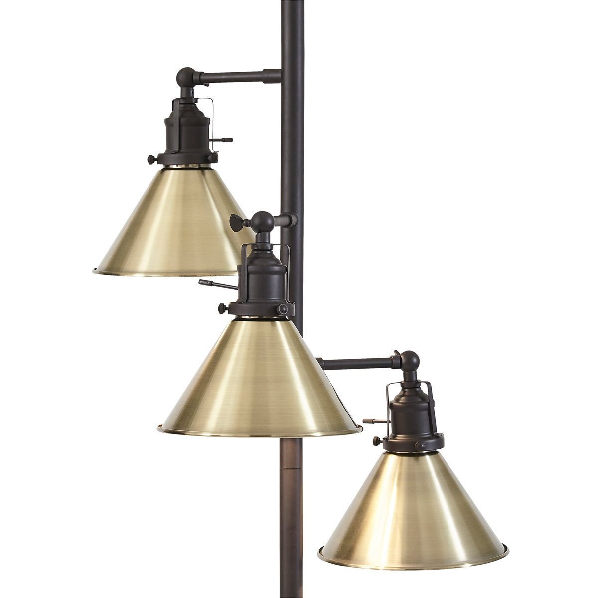 Rivet Adjustable Tree-Style 3-Light Floor Lamp, 69"H, with Bulbs, Bronze and Brass