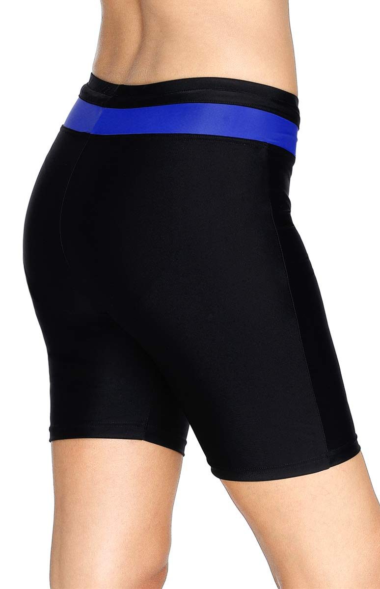 Eono Essentials Women's High Waist Long Swimsuit Board Shorts / Beach Bottoms, blue, xl