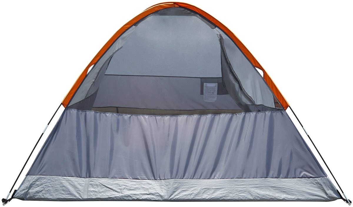 AmazonBasics 4-Person Dome Camping Tent With Rainfly - 9 x 7 x 4 Feet, Orange And Grey (Renewed)