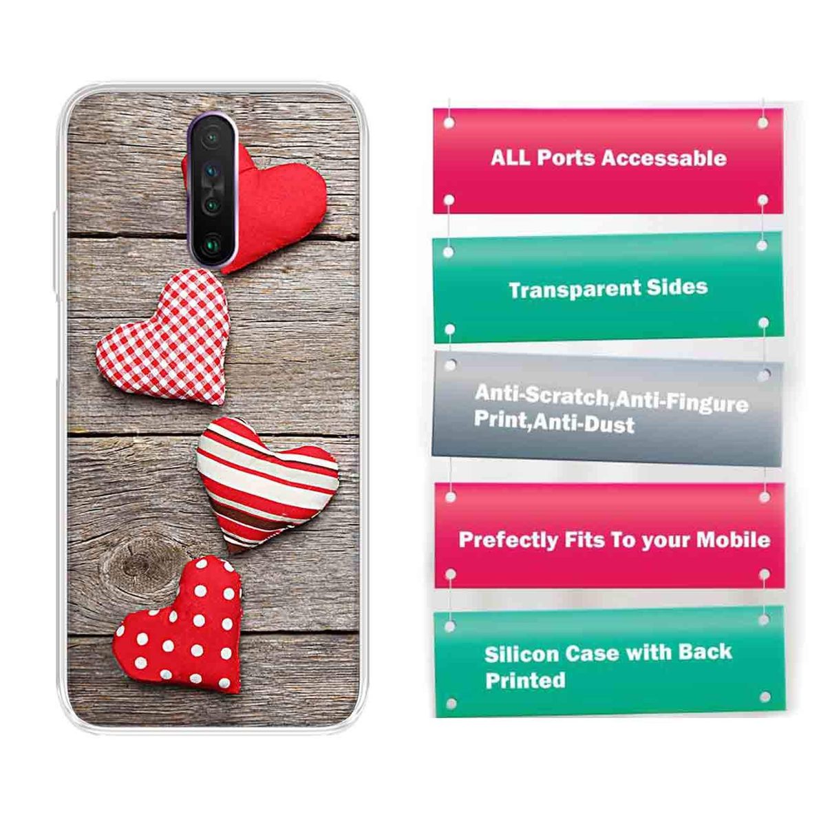 Amazon Brand - Solimo Designer Multicolor Heart Design Printed Soft Back Case Mobile Cover for Poco X2 / Xiaomi Redmi K30