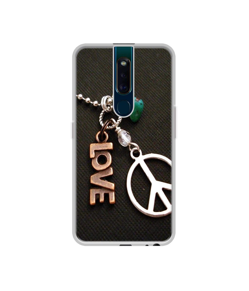 Amazon Brand - Solimo Designer Love and Peace UV Printed Soft Back Case Mobile Cover for Oppo F11 Pro