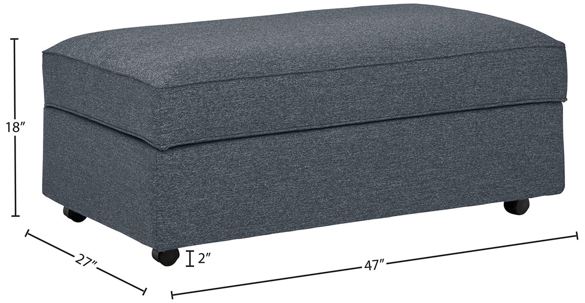Amazon Brand – Stone & Beam Stella Storage Ottoman on Wheels, 47"W, Blue
