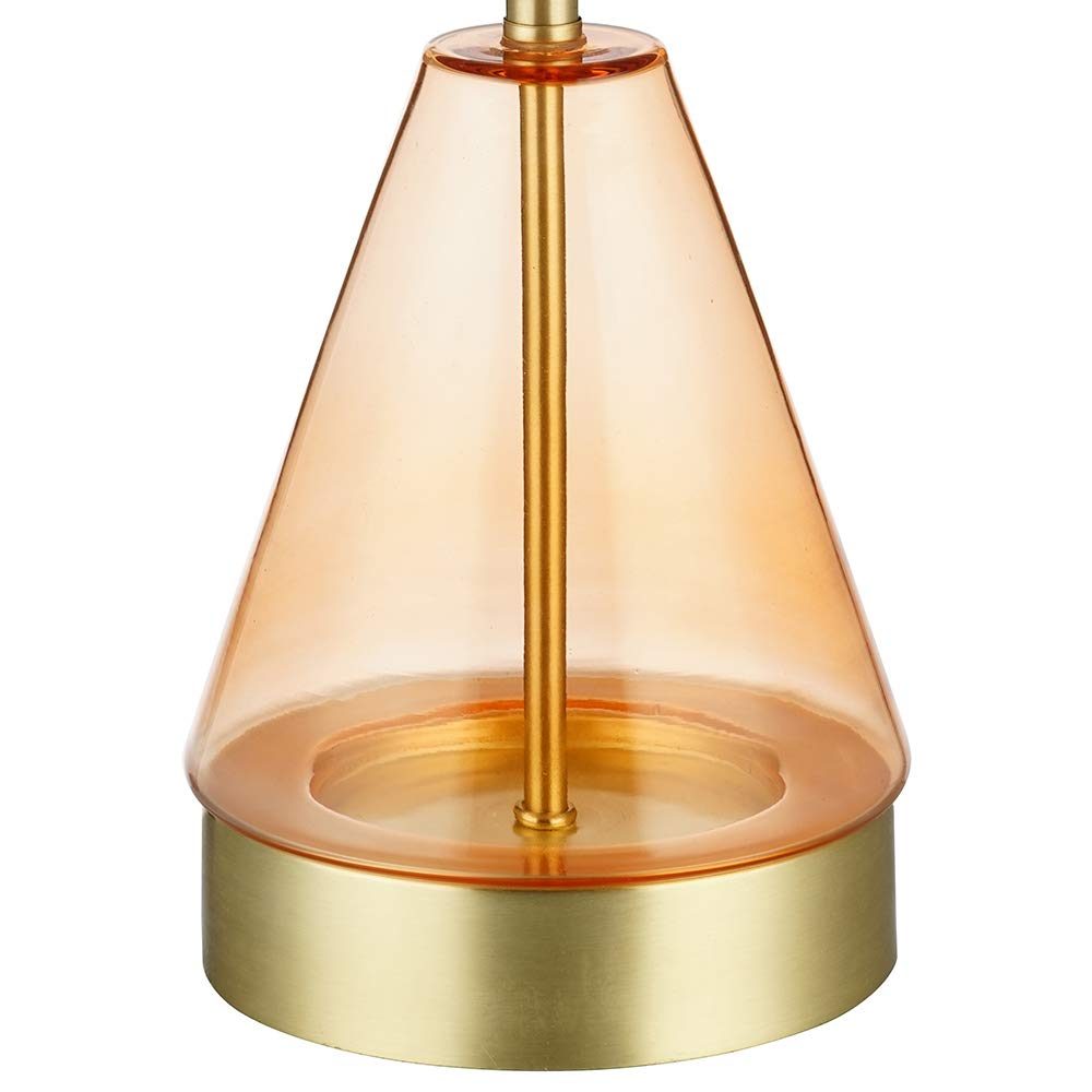 Amazon Brand – Rivet Smokey Glass and Brass Table Lamp, Modern, with Bulb, 16.63"H, Pink