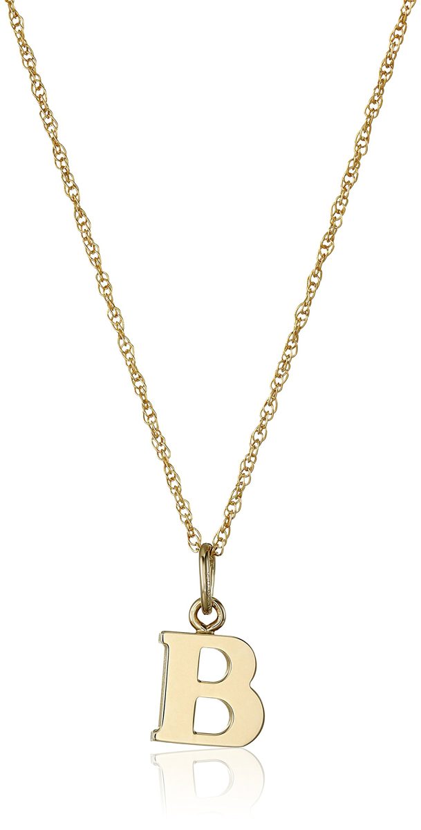 14k Yellow Gold-Filled Letter "B" Charm Pendant Necklace, 18"
