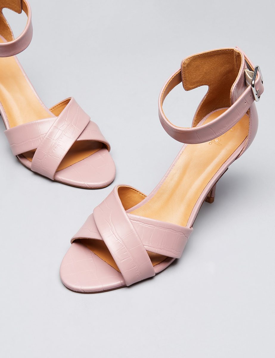 Amazon Brand - find. Women's Ankle Strap Heels with Open-Toe, Pink (Pink), US 8.5