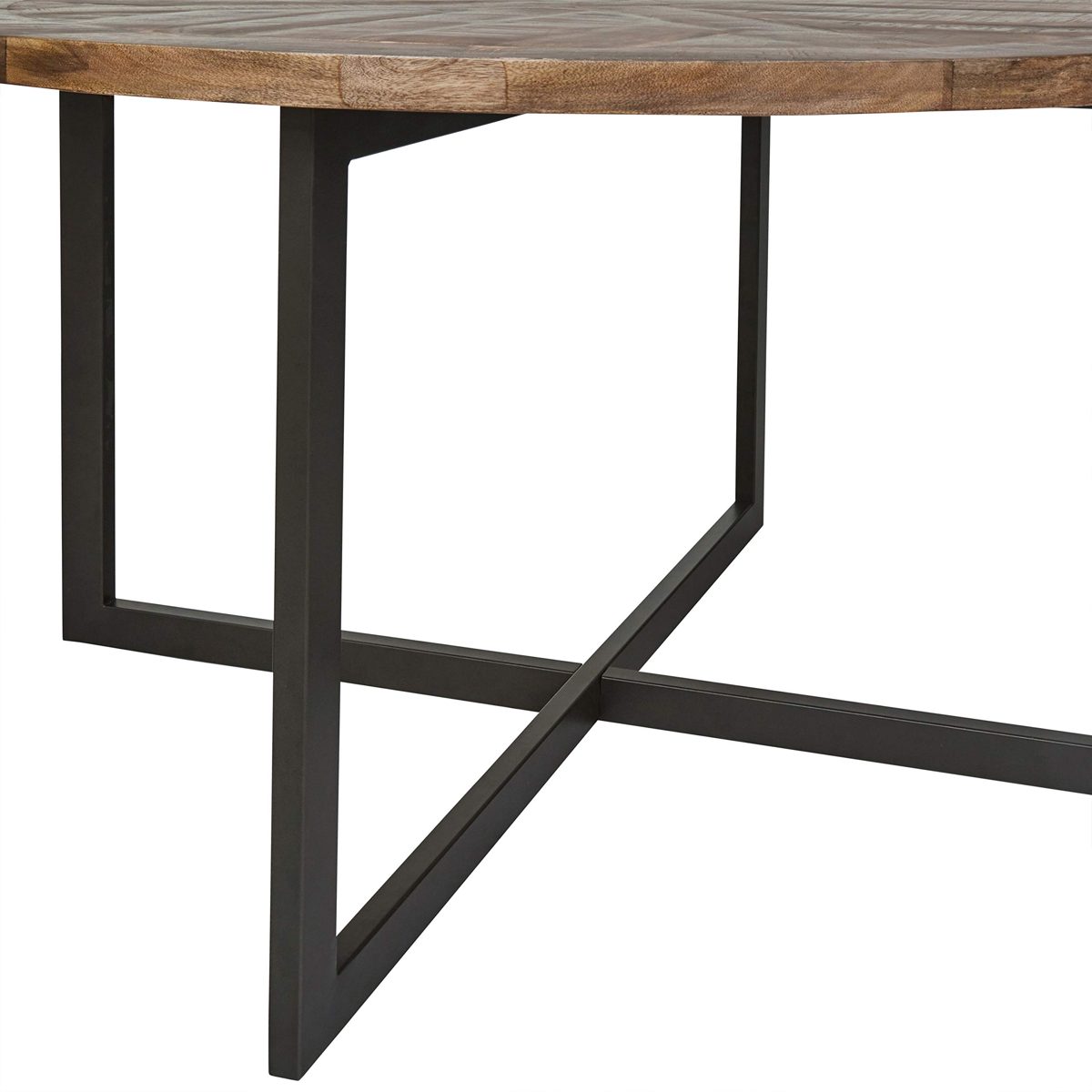 Amazon Brand – Stone & Beam Industrial Mango Wood Round Dining Table, 48"W, Gunmetal Finish