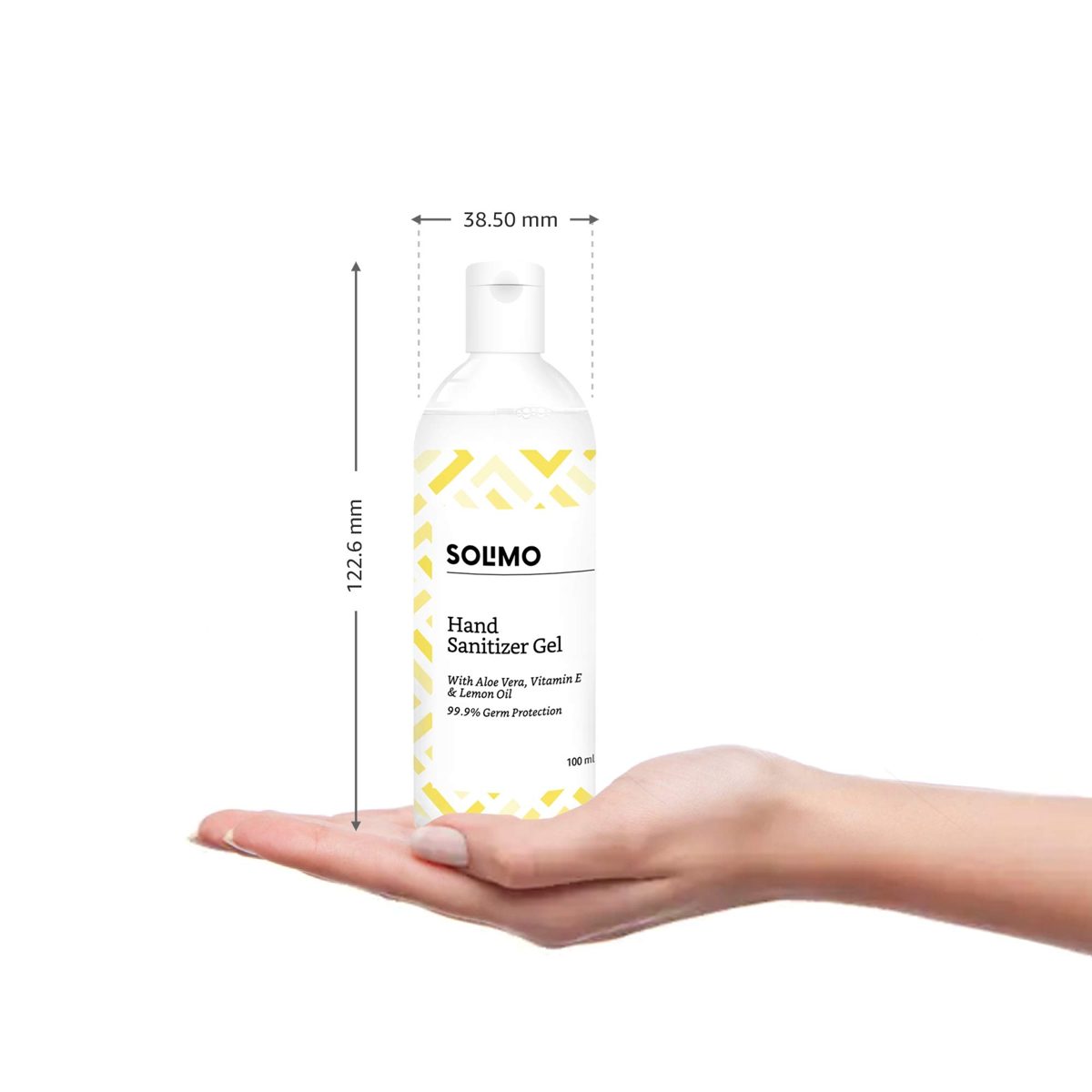 Amazon Brand - Solimo Hand Sanitizer Gel with Aloe vera, Vit E & Lemon Oil - 100 ml - Pack of 6