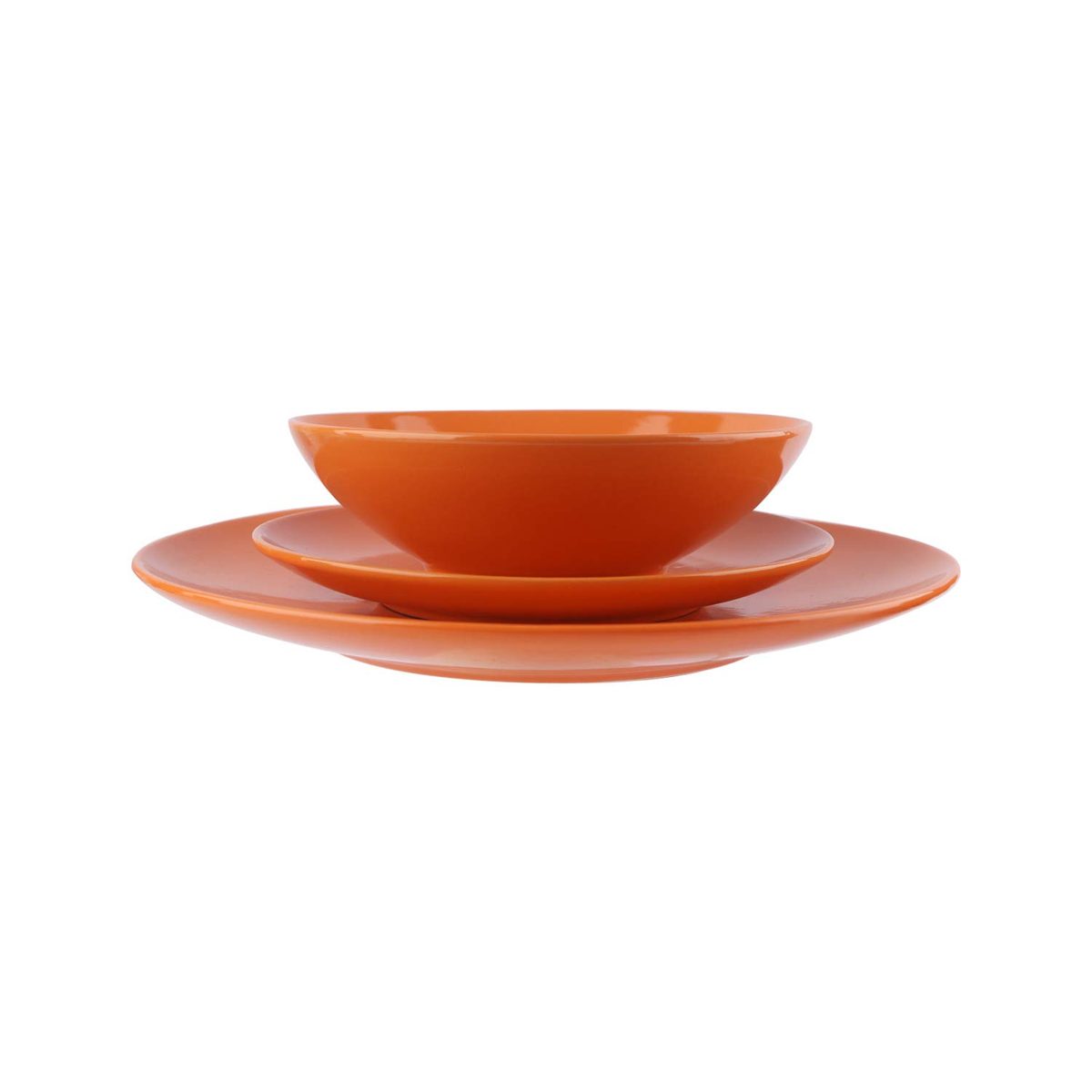 AmazonBasics 18-Piece Stoneware Dinnerware Set - Tangerine Orange, Service for 6