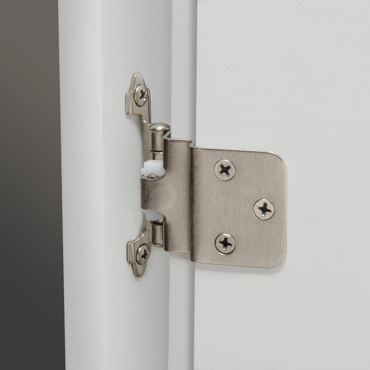 AmazonBasics 3/8 Inch Kitchen Inset Cabinet Door Hinge, Self-Closing, 1 Pair, Satin Nickel, 10-Pack