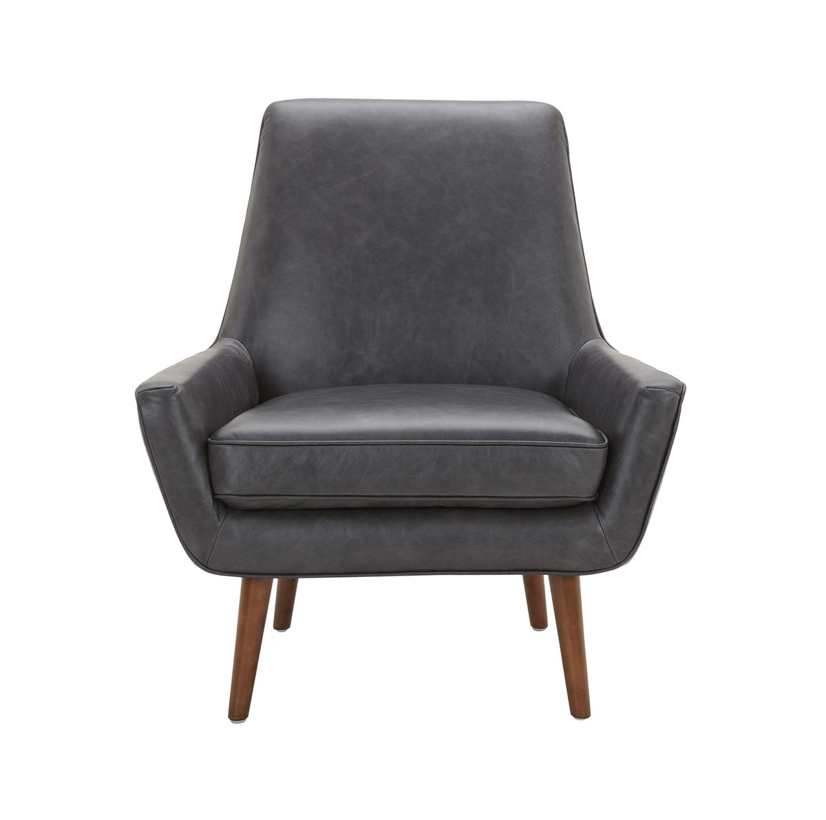 Amazon Brand – Rivet Jamie Leather Mid-Century Modern Low Arm Accent Chair, 31"W, Black