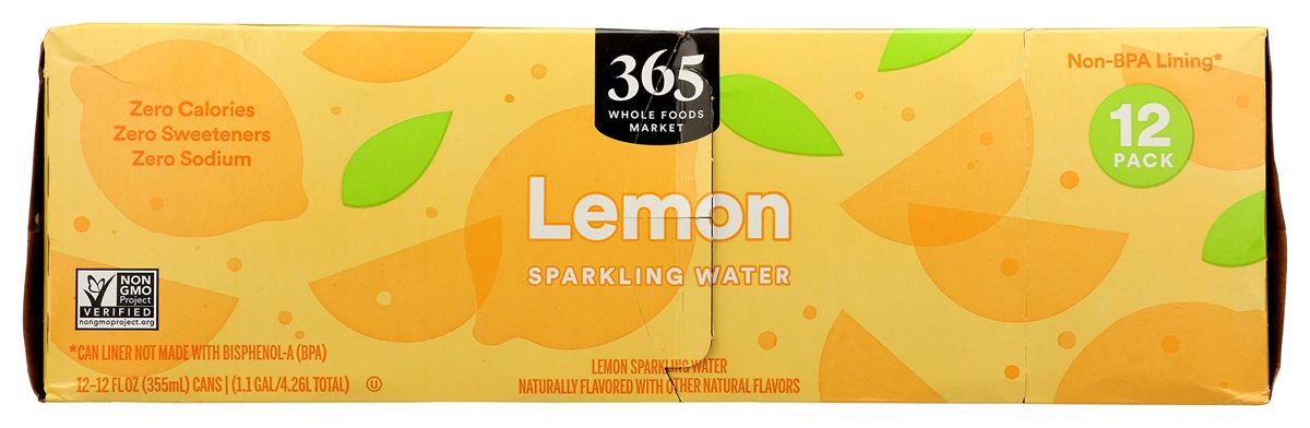 365 by Whole Foods Market, Sparkling Water, Lemon (12-12 Fl Oz Cans), 144 Fl Oz