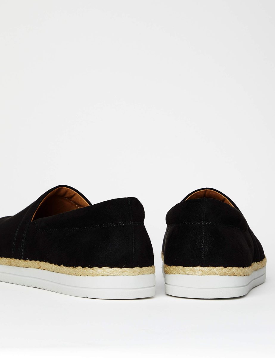 FIND. Men's Jute Slip On Espadrille Wedge Sandal, Black Black, 11 UK