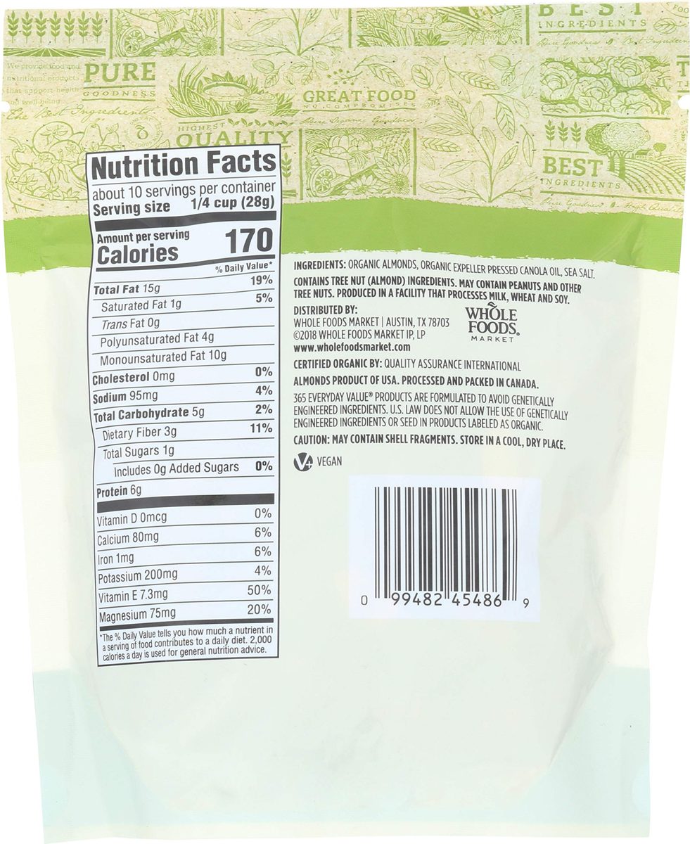 365 Everyday Value, Organic Almonds, Roasted & Salted, 10 oz