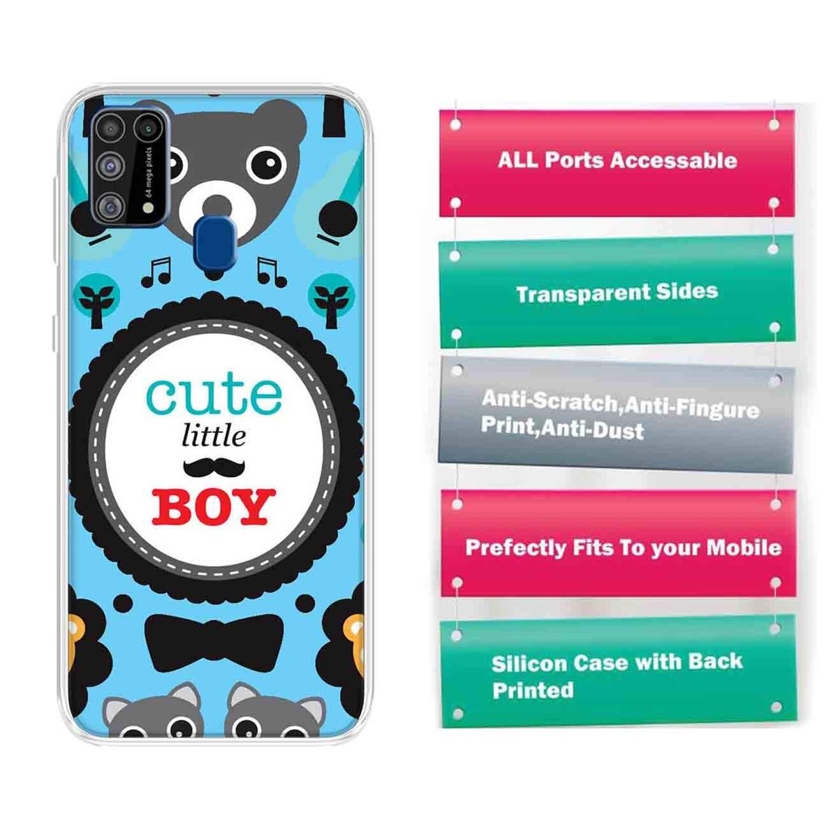 Amazon Brand - Solimo Designer Multicolor Cute Little Boy Blue Pattern Printed Soft Back Case Mobile Cover for Samsung Galaxy M31
