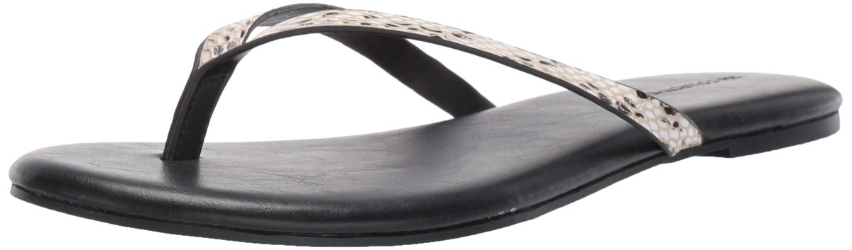 206 Collective Amazon Brand Women's Fenna Sandal, Black Snake Embossed, 6 B US