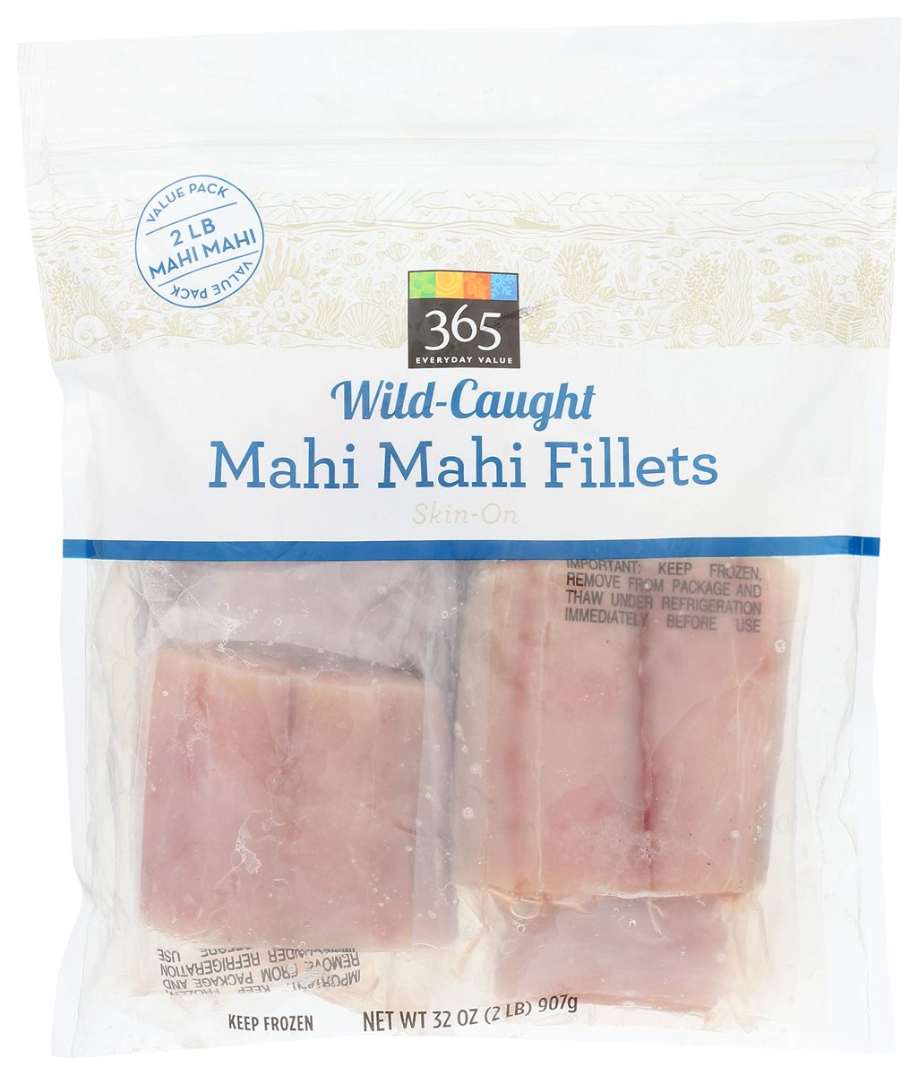365 Everyday Value, Wild-Caught Seafood Value Pack, Mahi Mahi Fillets (Skin-On), 32 Ounce (Frozen)