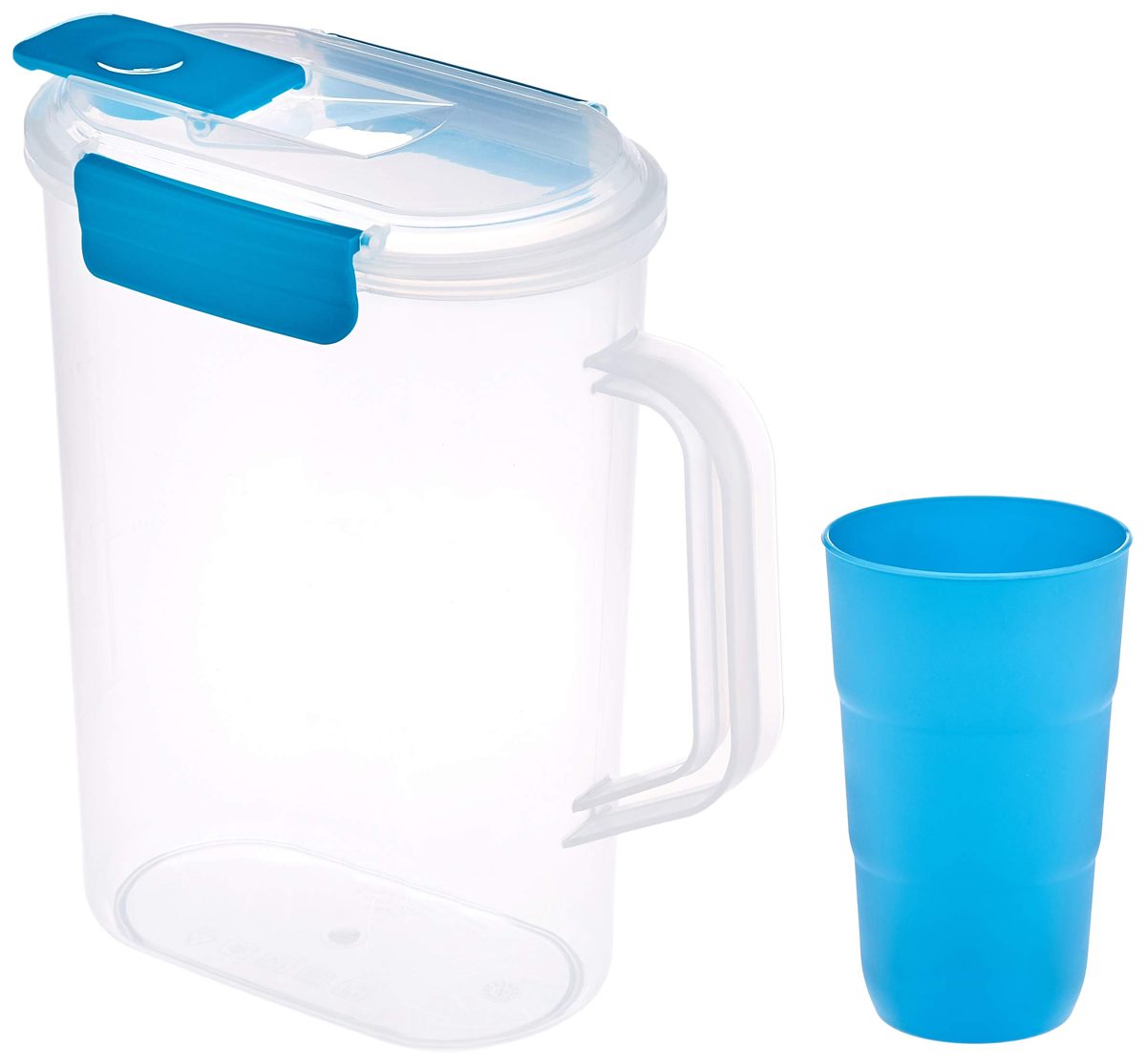 Amazon Brand - Solimo Pitcher with Tumbler Set, Set of 5, Blue