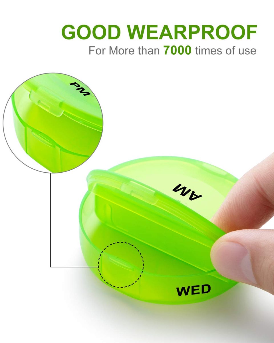 Eono 7 Day Pill Box Organiser AM PM - Weekly Pill Box Case with 14 Compartments with Moisture-Proof Design