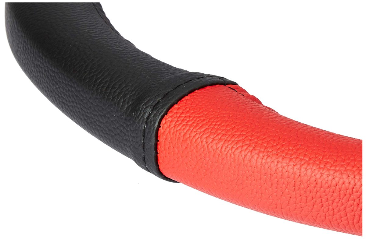 Amazon Brand - Solimo Steering Cover (Large), Red