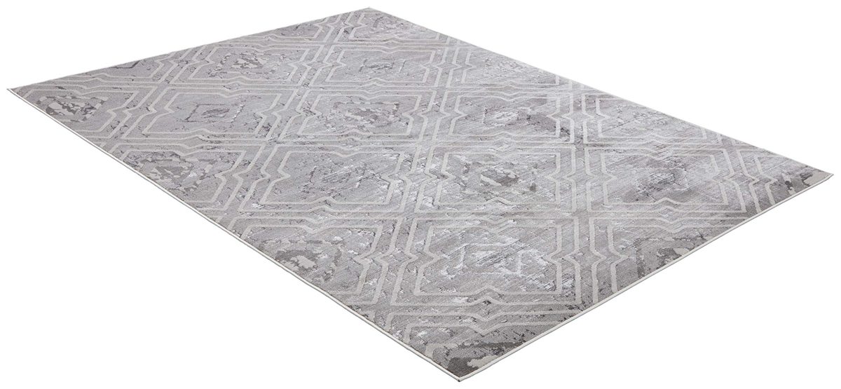 Amazon Brand – Rivet Polyester Area Rug, 1' 8" x 2' 10", Silver, Grey, White