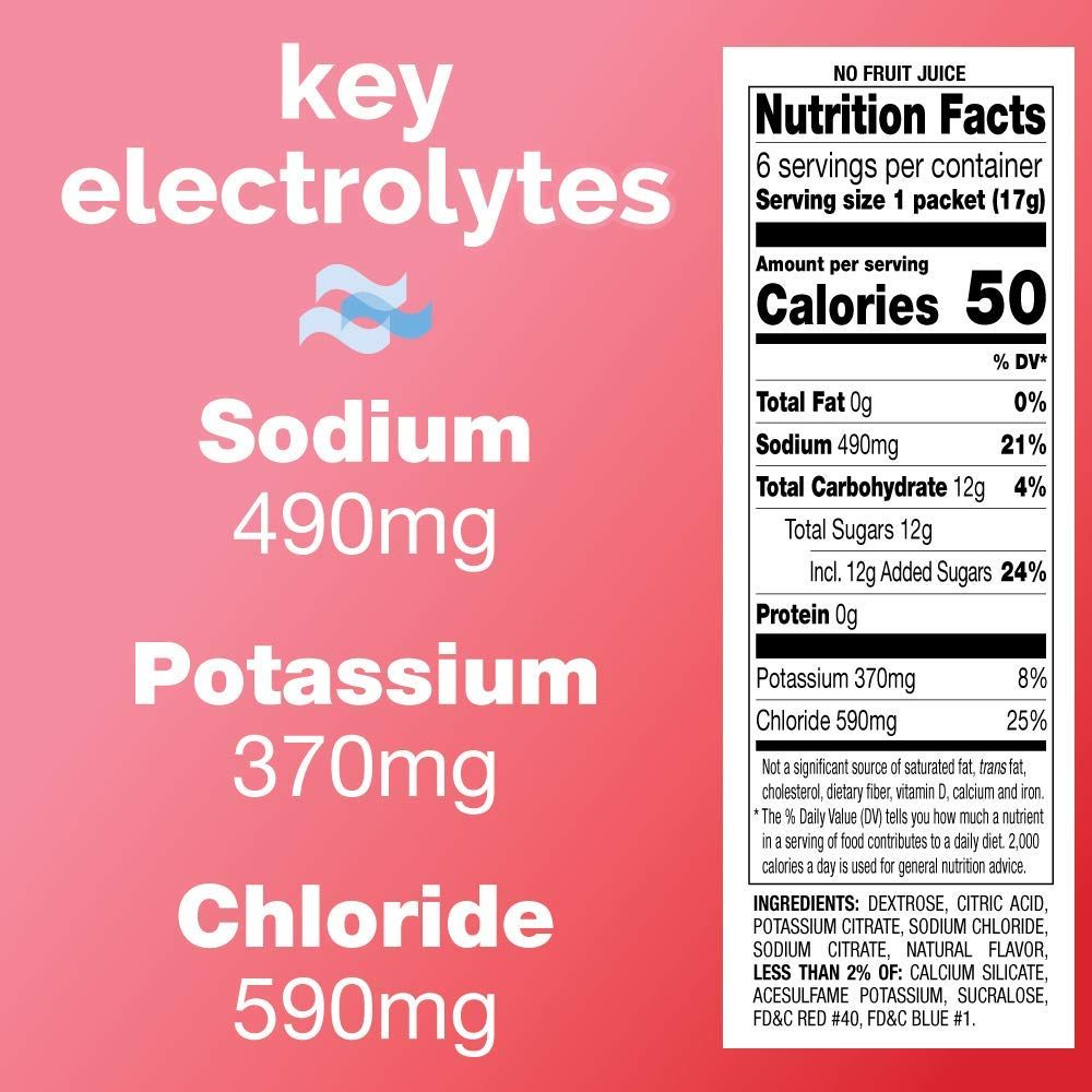 Amazon Basic Care Strawberry Lemonade Electrolyte Powder Packets, 6 Packets