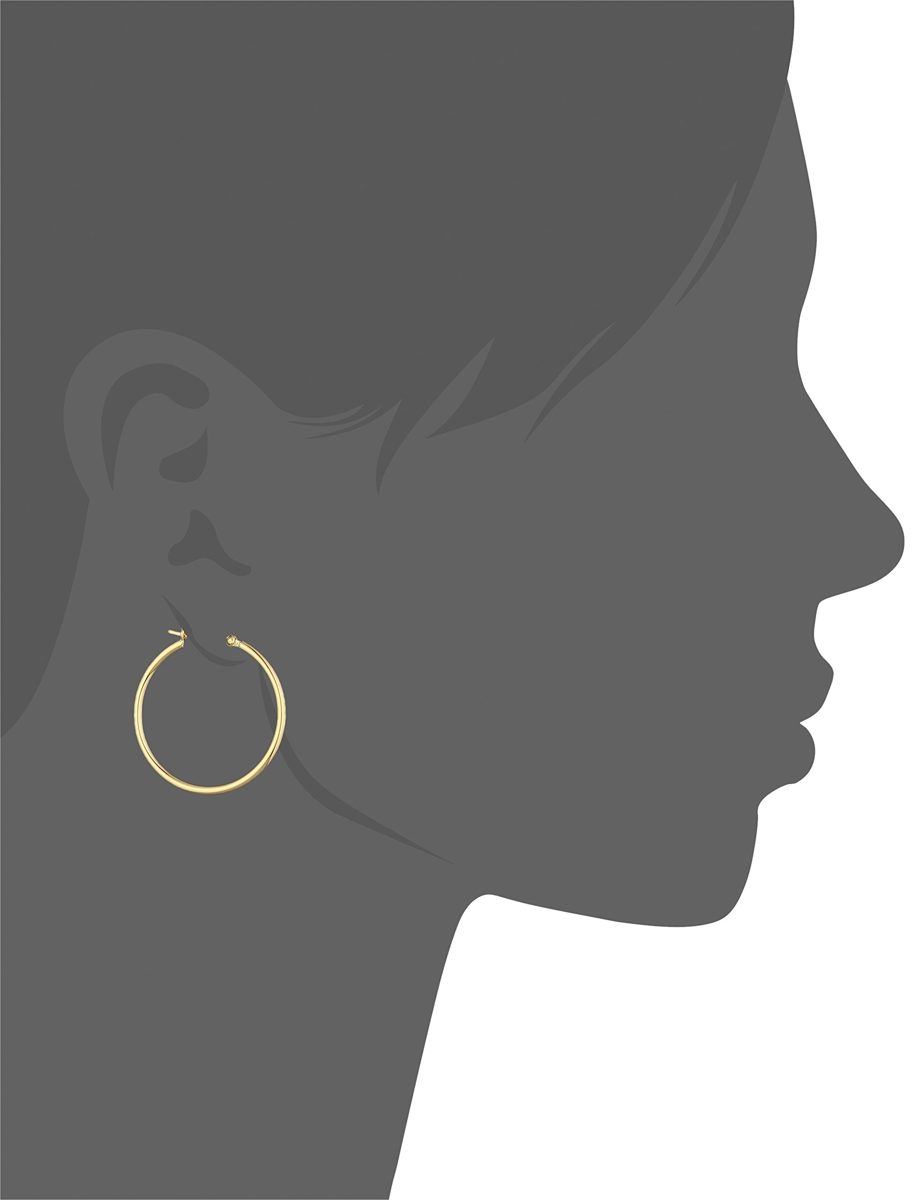 18k Yellow Gold Plated Sterling Silver Round Tube Hoop Earrings (2 mm, 1.2" Diameter)