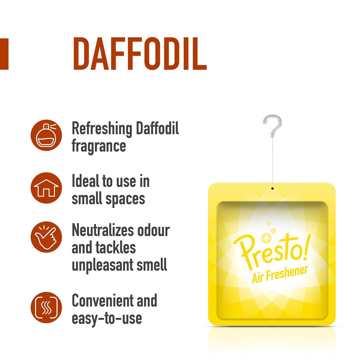 Amazon Brand - Presto! Air Freshener Pocket, Daffodil - 10 g (Pack of 6)