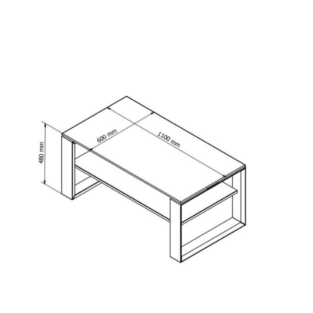 Amazon Brand - Alkove Hayes Solid Wood 1-Shelf Coffee Table with Glass Table Top, 100 x 60 x 48cm, Glass/Core Beech