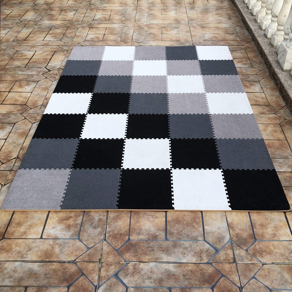 UMI. Essentials 1' x 1' Foam Interlocking Floor Tiles (Set of 9) (Dark Grey)