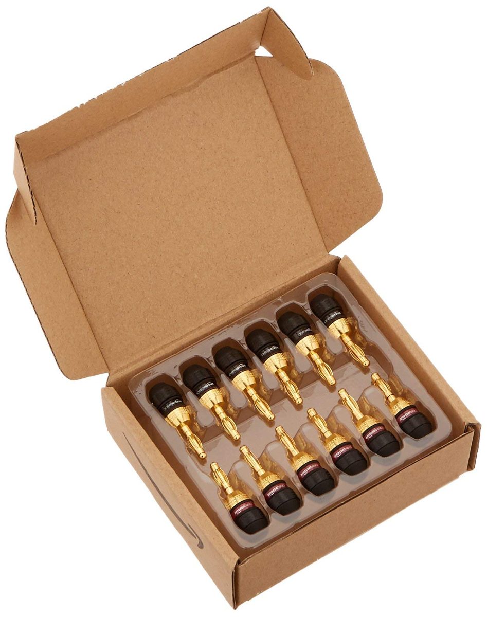 AmazonBasics Speaker Connector Banana Plugs - 6 pairs (Renewed)