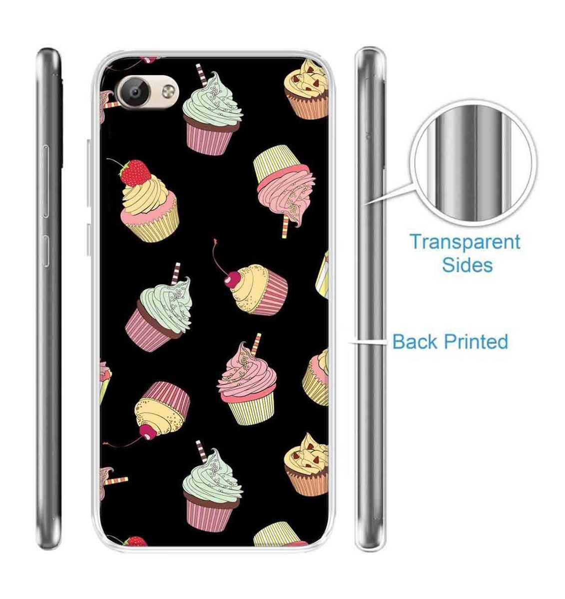 Amazon Brand - Solimo Designer Multicolor Cupcake Pattern Printed Soft Back Case Mobile Cover for Vivo Y69