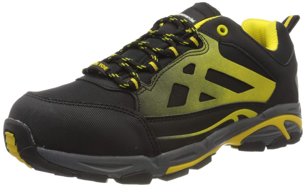 AmazonCommercial Steel Toe Cap Safety Shoes for Men Women Protective Industrial Trainers Work Shoes for Construction Site Black/Yellow Size 46