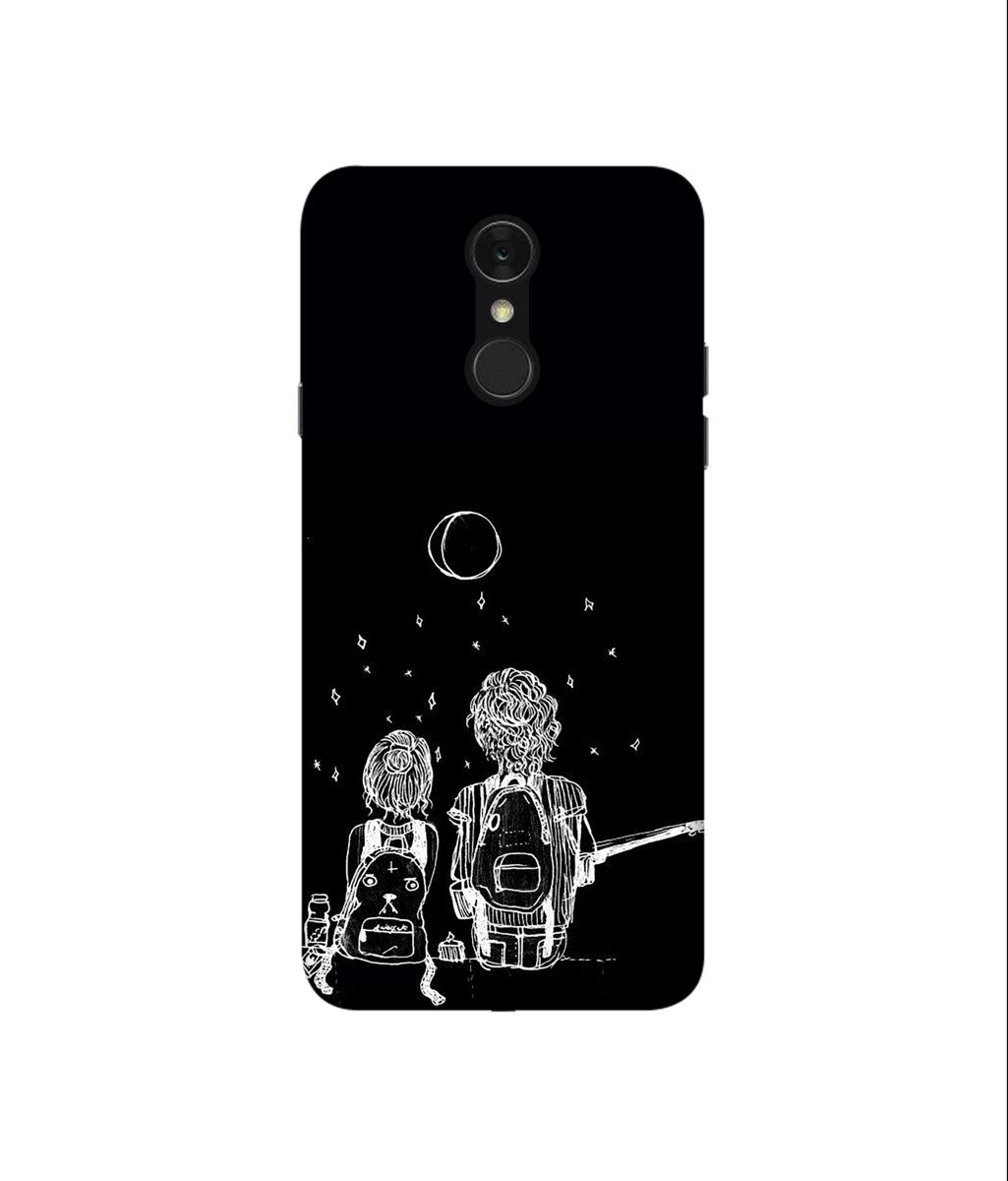 Amazon Brand - Solimo Designer Couples Sitting at Dark 3D Printed Hard Back Case Mobile Cover for LG Q7