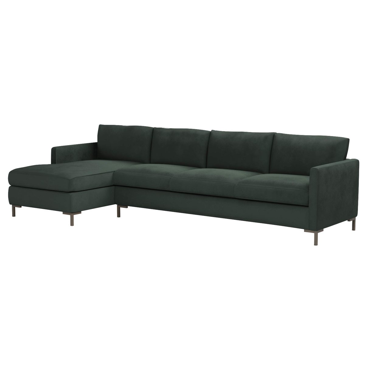 Amazon Brand – Rivet Edgewest Low Back Modern Left Sofa Chaise Sectional, 115"W, Hunter Green