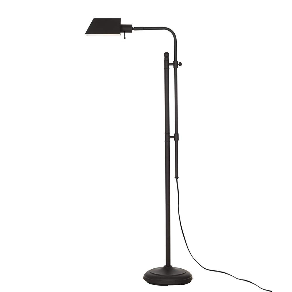 Amazon Brand – Ravenna Home Metal Adjustable Living Room Standing Pharmacy Floor Lamp With LED Light Bulb - 49.75 - 62 Inches, Dark Bronze