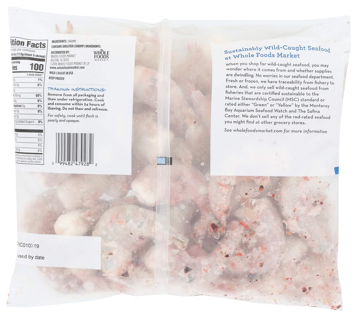 365 Everyday Value, Wild-Caught Seafood Value Pack, Gulf Wild White Shrimp, Shell-On & Tail-On (16-20/lb), 32 Ounce (Frozen)