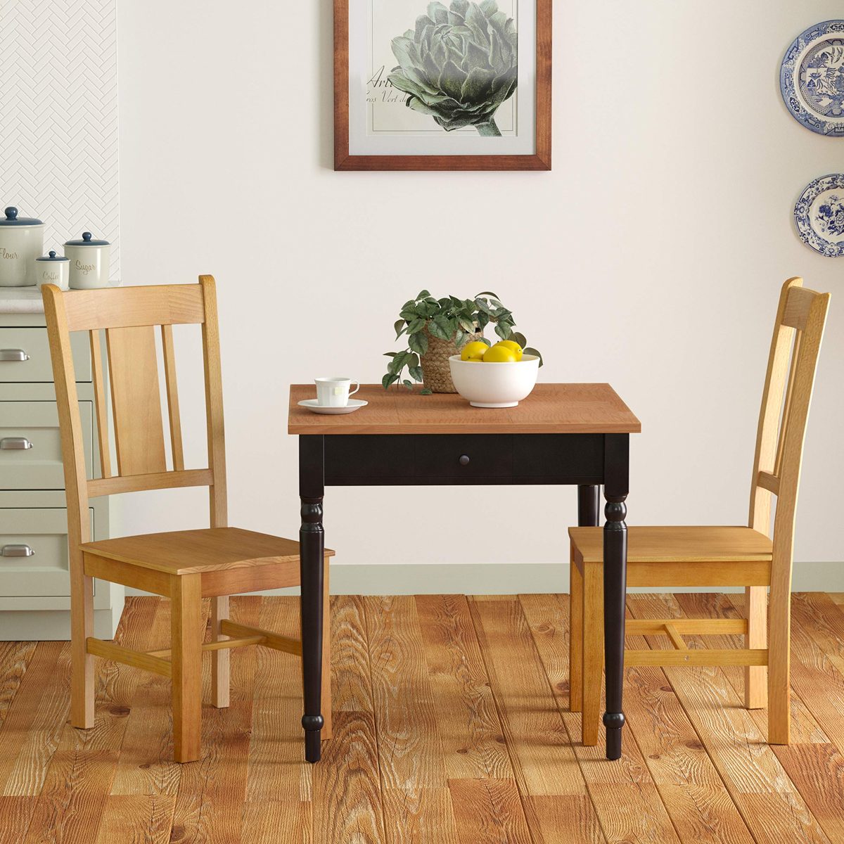 Amazon Brand – Ravenna Home Traditional Dining Table 29"H, Black and Rustic Honey Pine